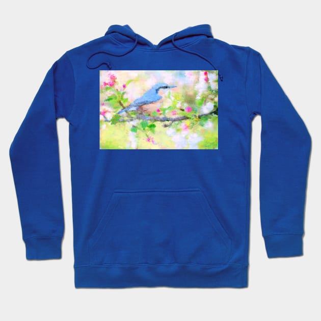 Bird on a Branch Impressionist Painting Hoodie by BonBonBunny